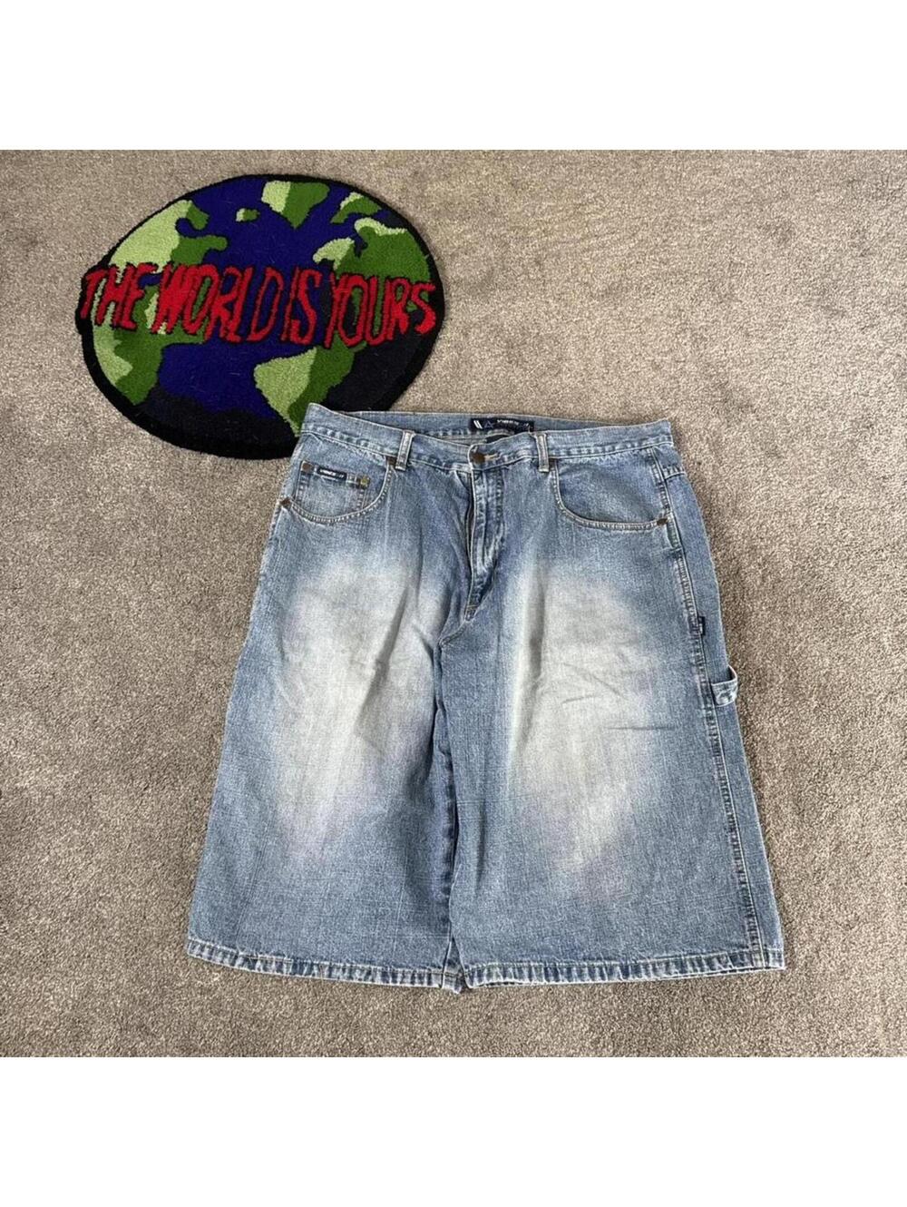 vintage y2k super baggy jorts 2000’s vibes denim